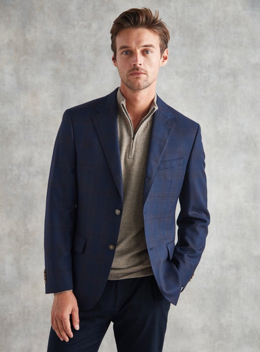 Working Style | Antonio Navy Check Jacket | Navy