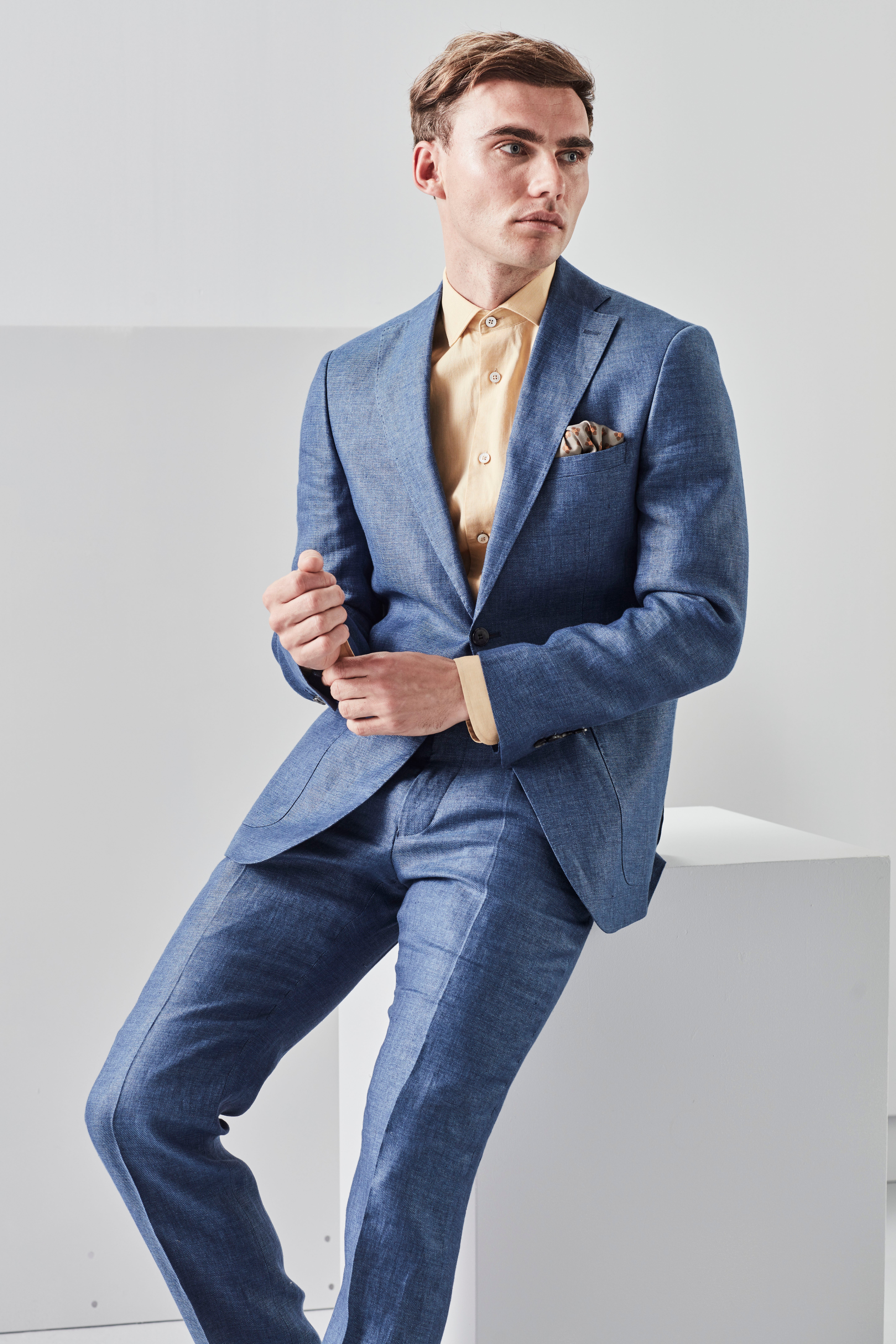 Archer Linen-Blend Slim Light Blue Suit Trouser – tmlewinuk