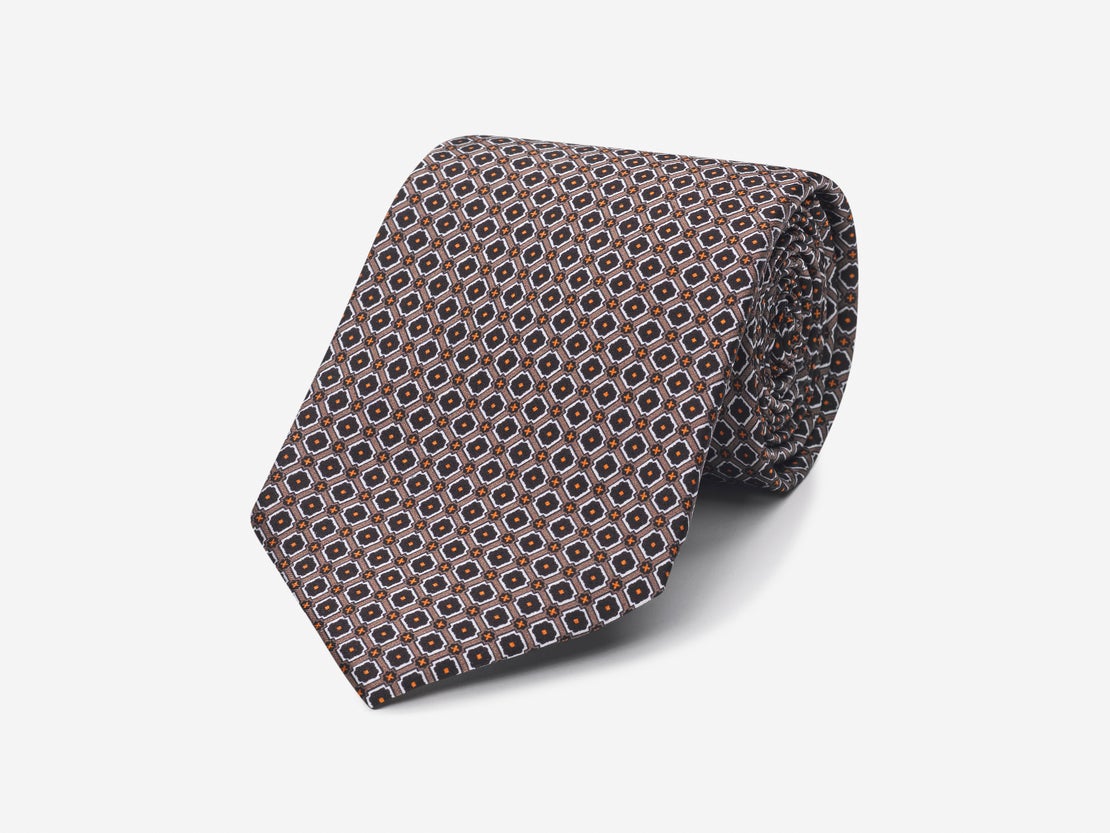 Brown Detailed Grid Tie - Product - Working Style