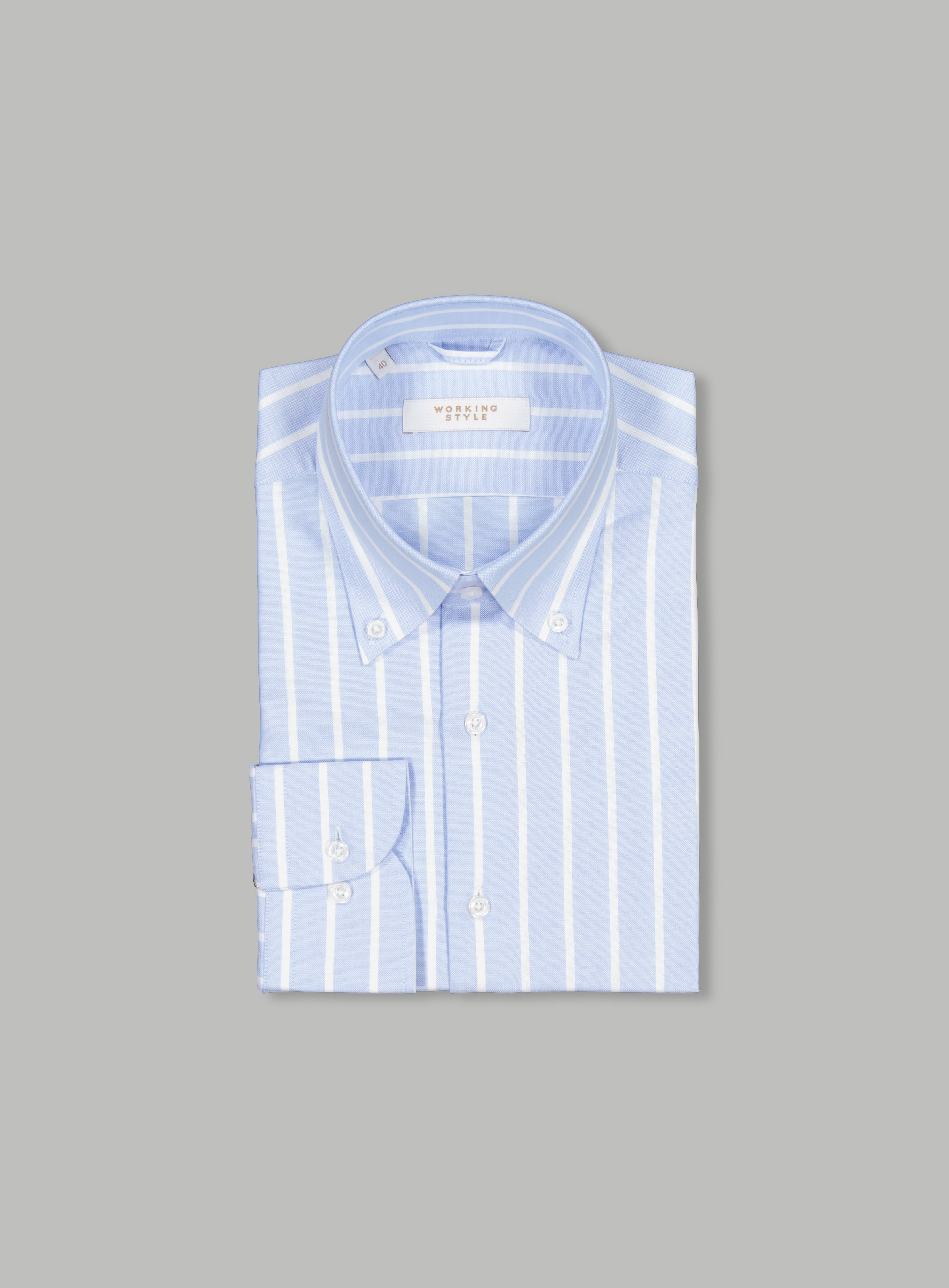 Blue White Variegated Stripe Oxford Shirt