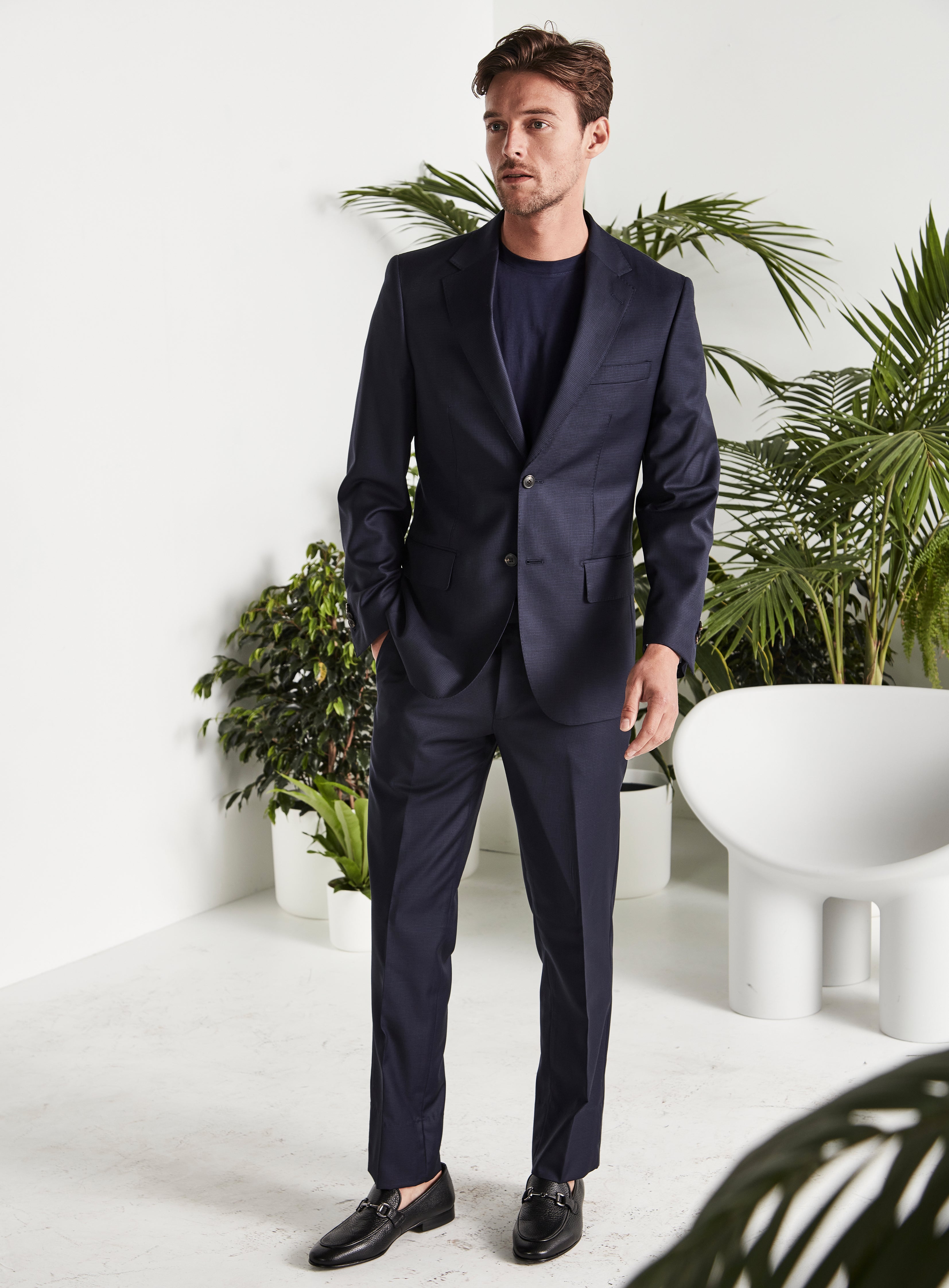 Dogtooth suit hotsell with navy jacket