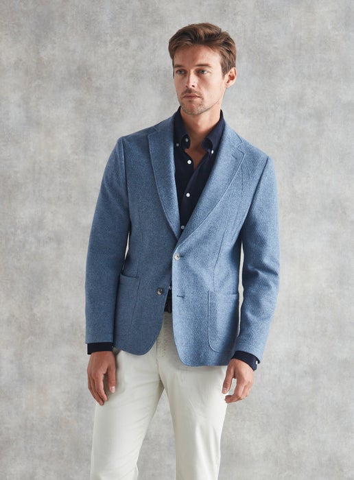 Working Style | Freyberg Blue Deconstructed Knitted Jacket | Blue