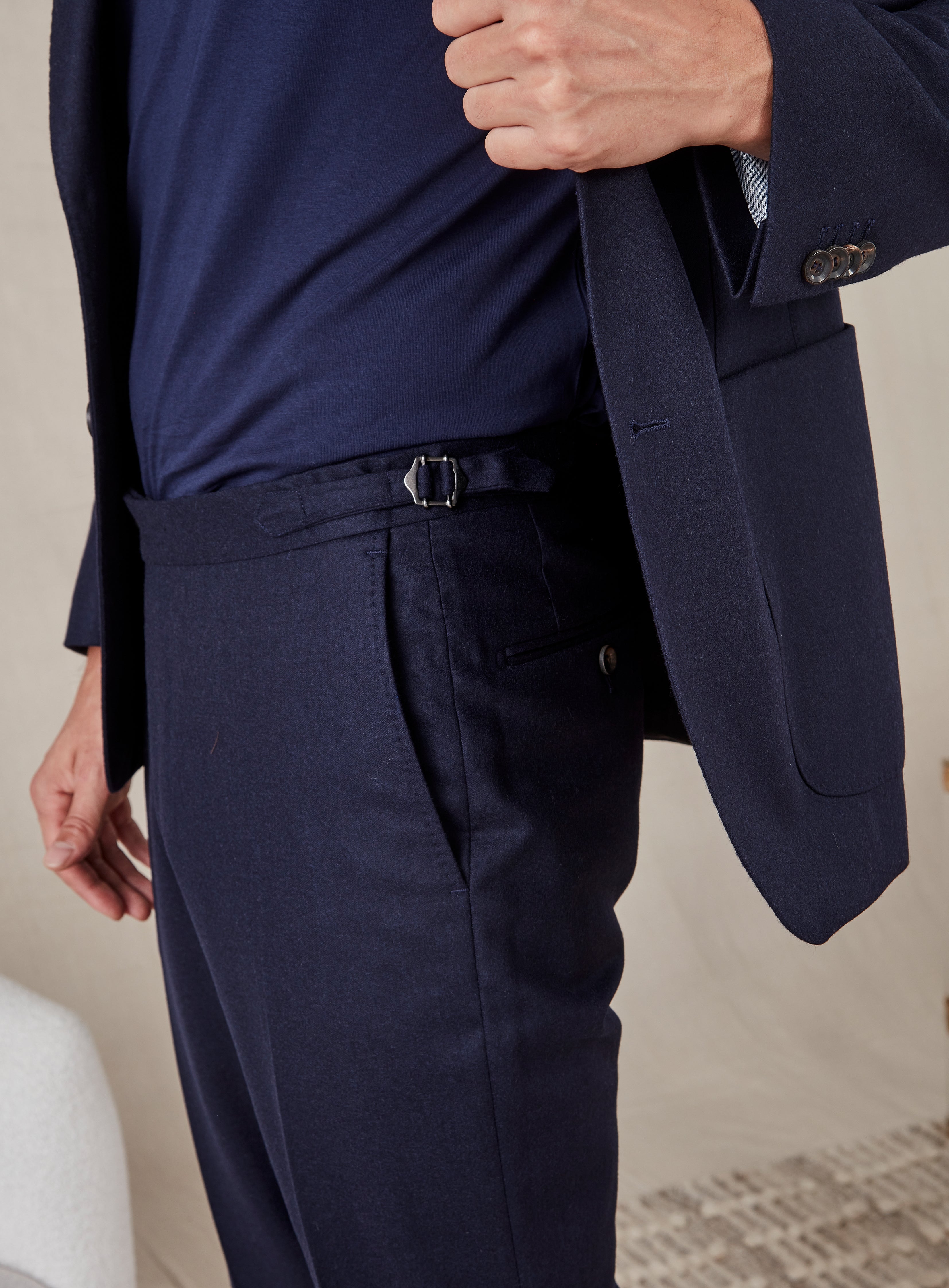 Nikki Dark Navy Flannel Trouser Separate  Working Style