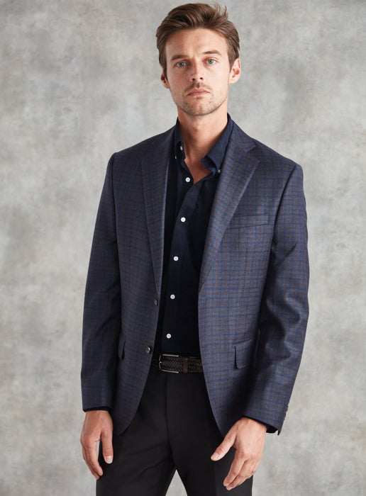 Working Style | Norman Brown Gingham Blazer | Blue