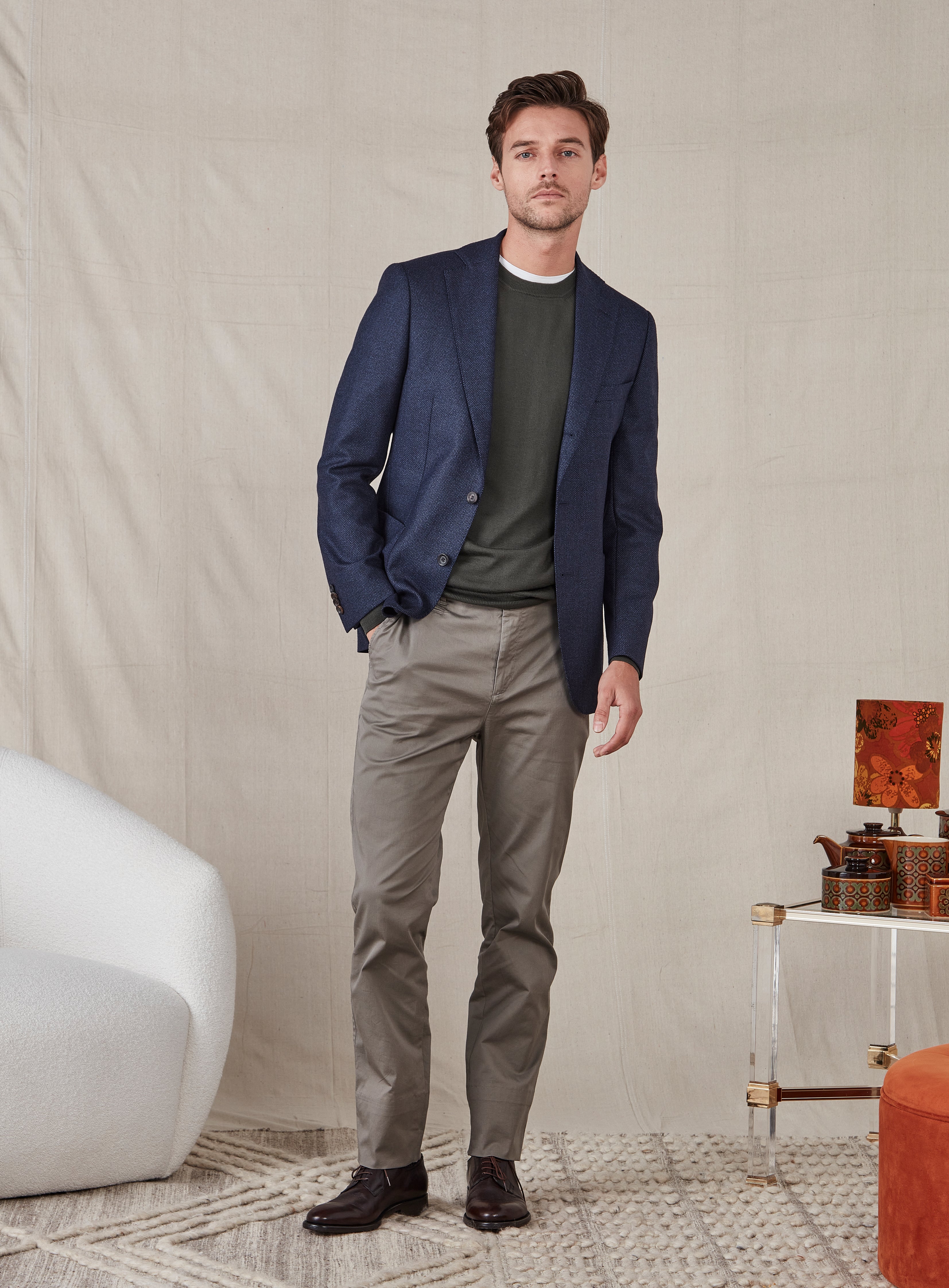 Olive pants outlet blue blazer